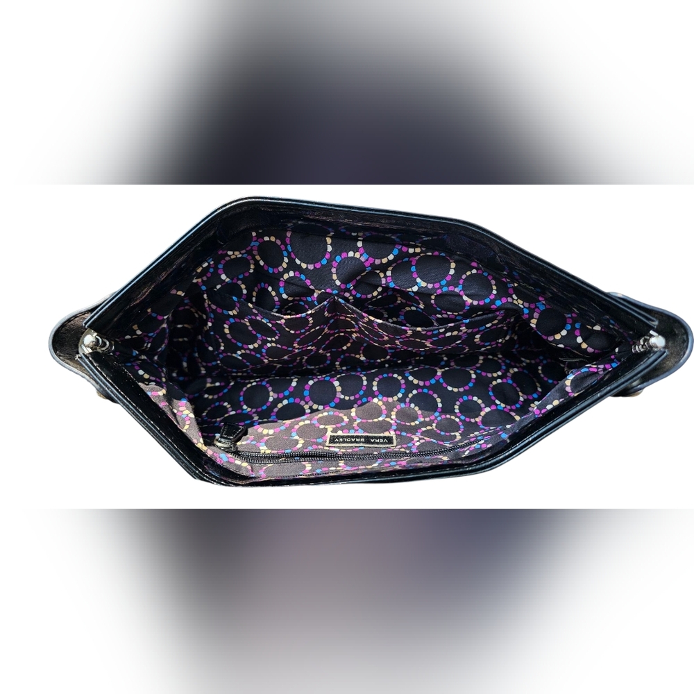 Vera Bradley Elegant Black Quilted Clutch Hinged Stays Open Pix In Natural Light - Picture 6 of 11